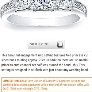 SIZE 5 1/2 PRINCESS CUT ENGAGEMENT RING.